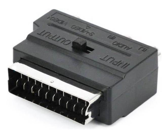 Schakelbare SCART-Adapter - SCART Male - S-Video Female + 3x RCA Female - Zwart