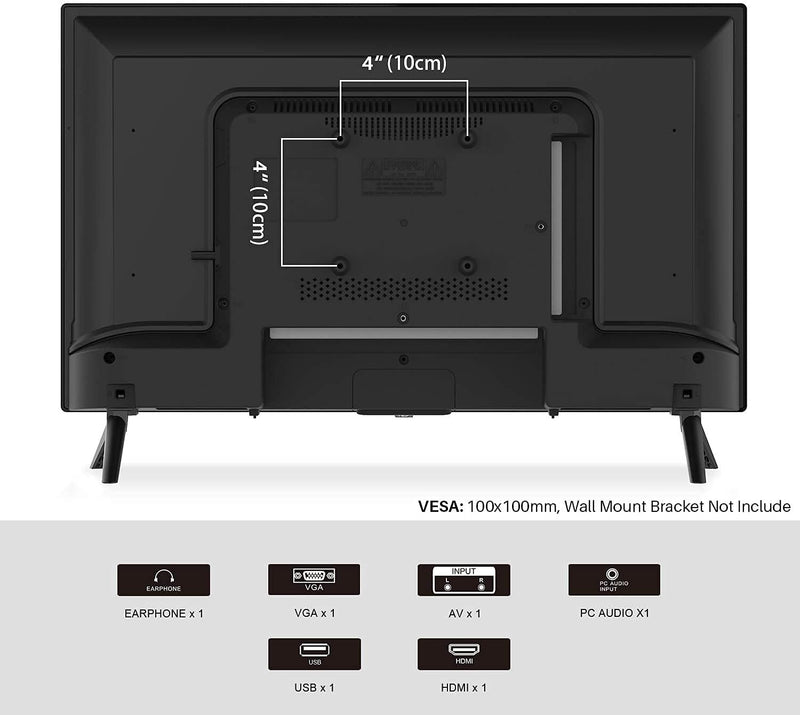 Caixun EC24T1H, TV 24 inch LED TV HD (720P) met ingebouwde HDMI, USB, AV in
