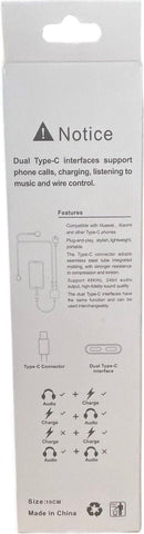 Type-C 2 in 1 naar 3,5 mm Oplader Hoofdtelefoon Audio Jack Kabel Adapter