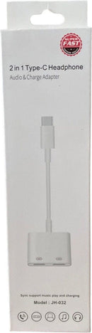 Type-C 2 in 1 naar 3,5 mm Oplader Hoofdtelefoon Audio Jack Kabel Adapter