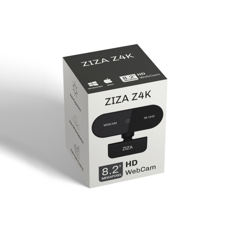 ZIZA Z4K webcam met microfoon | 4K UHD | 3840 x 2160 | Autofocus | 8.29 MP